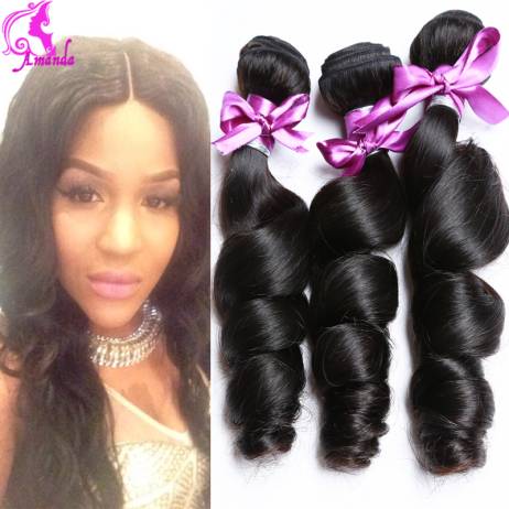 7A Brazilian Virgin Hair Loose Wave Brazilian Loose Wave Virgin Hair 3 Bundle Deal Human Hair Loose Curly Brazilian Hair Bundles