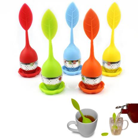 1 pc Food-grade Silicone & Stainless Steel Leaf Tea Leaf Strainer Herbal Spice Infuser Tea Filter