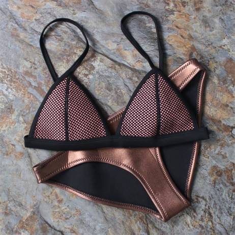 Sexy Mesh Neoprene Bikini Adjustable Strap Neoprene Swimwear Low Waist BathingSuit Swimsuit Women Sexy Beachwear Maillot De Bain