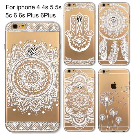 Phone Cases for Apple iPhone 4 4S 5 5S 5C 6 6S 6Plus 6s Plus HENNA DREAM CATCHER Ethnic Tribal TPU Silicon Covers Capa Back