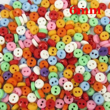 Hot Sale Random Mixed 2 Holes Resin Buttons Scrapbooking 6mm Decorative Buttons Apparel Sewing 600Pcs/lot
