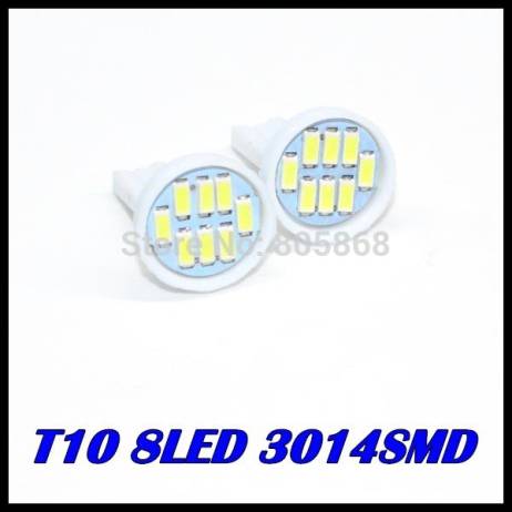 2015 Promotion Whole Sale!!! T10 Car Led Auto W5w 194 8smd T10 8led Smd 3014 Wedge Lamp Bulbs Side Indicator Light 100pcs/lot