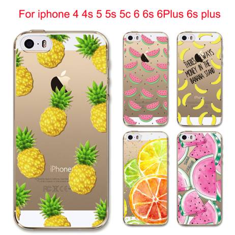 Fruit Pineapple Lemon Banana Fashion Soft Silicon Transparent Thin Case Cover For Apple iPhone 4 4S 5 5S SE 5C 6 6S 6Plus 6sPlus