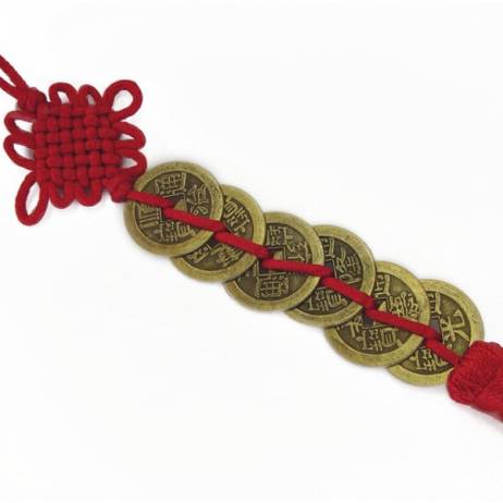 Stylish 2015 Chinese Traditional Feng Shui Mascot Ancient 6 Coin Hanger for Fortune Wealth Health lucky copper coin