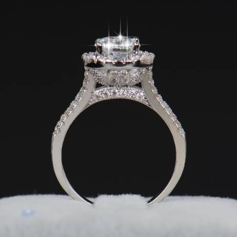 Hot sale Fashion Luxury Women Engagement Jewelry 925 sterling Silver 5A ZC Crystal Zircon Female Wedding Finger Flower Rings