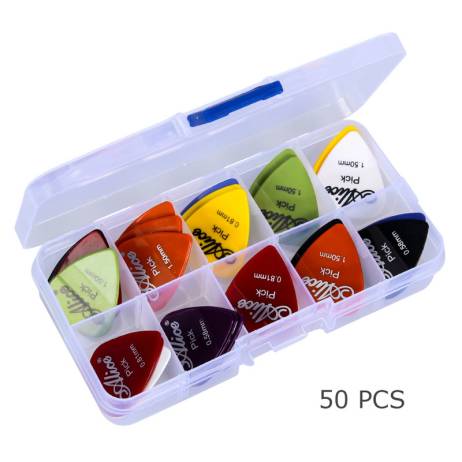 50pcs guitar picks 1 box case Alice acoustic electric guitar accessories musical instrument thickness mix 0.58-1.5 New Design