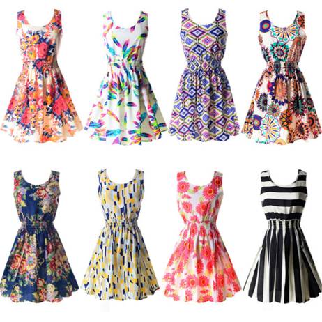 Hot Summer Sexy Women Tank Chiffon Beach Dress Sleeveless Sundress Floral Mini Dresses M-XXL 2016 21 Colors