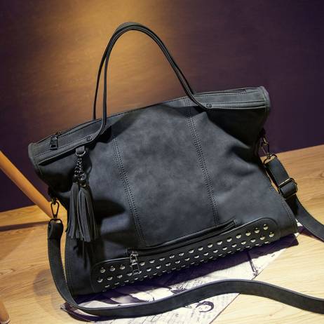 Magic Birds Rivet Women Leather Handbag Fashion Tassel Messenger Bag Vintage Shoulder Bag Large Crossbody Bag Mummy Package