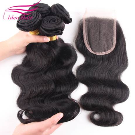 8A Cheap Human Hair Extension Peruvian Virgin Hair Body Wave 3 Bundles with Closure Rosa Hair Products Lace Closure with Bundles