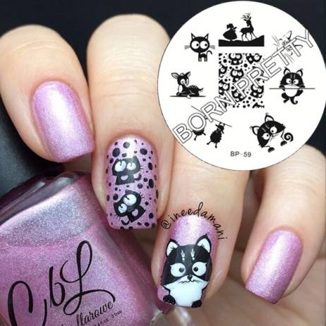 1Pc Cute Cat Deer Sheep Design Nail Stamping Plates Nail Stamp Template Image Plate BP59#19362