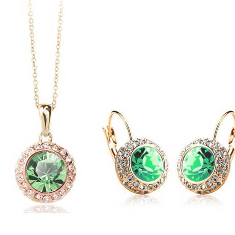 2014 Hot Sale Fashion White Gold Plated Crystal Pendants Necklace/Earrings Wedding Accessories Jewelry Sets For Women