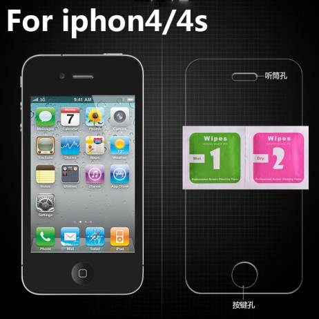 Premium 0.33mm 9H Tempered Glass Screen Protector For iPhone 4 4S Explosion Proof Clear Toughened Protective Film
