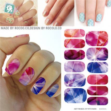 K5721B Water Transfer Foil Nails Art Sticker Colored Bright Crystal Design Nail Sticker Manicure Decor Tools Nail Wraps Decals