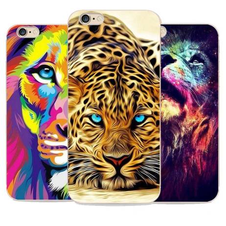 Phone Cases Black white lion For Apple Iphone 6s Case 6 Color cheetah TPU Case Oil painting effect
