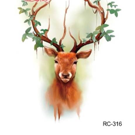 RC2316 Waterproof Tattoos Sticker Color Sika Red Deer Pattern Temporary Tattoo Stickers Body Art Flash Tattoo Foil taty