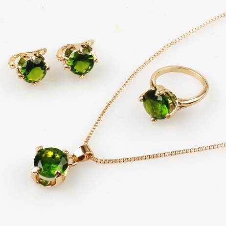 Free shipping environmental New Fashion Women's 14K Rose Gold Filled 4 Colors Sapphire necklace earrings ring jewelry set Gift