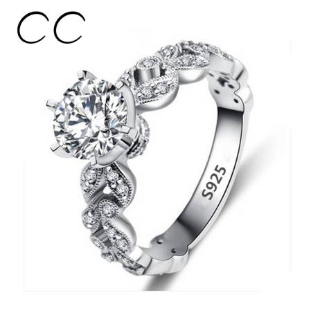 1.5 Carat Zirconia Wedding Engagement Rings For Women White Gold Plated Fashion Jewelry Female Ring Bijoux Bague Wholesale CC097