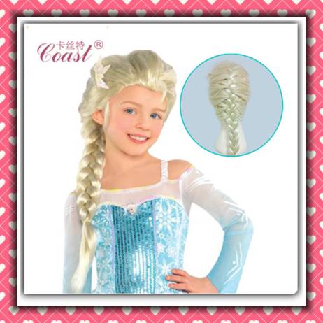 Anna Elsa Cosplay Wig Ponytail Hair For Adult Kids Elsa White Brown Wig Cosplay Hair wig Synthetic Wigs For Children QY05