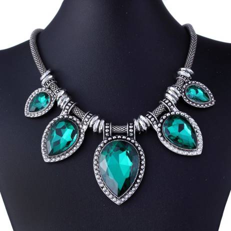 Fashion Jewelry 2016 Vintage Necklaces Gem Stone Choker Necklace Adult Acrylic Chain Pendants Statement For Women Collares