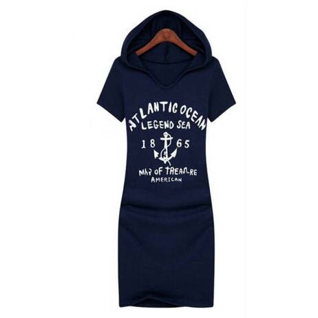 Women Hooded Letter Print Bodycon Casual Dresses Loose Plus Size S-3XL Summer Sport Women Dress Vestidos New Fashion