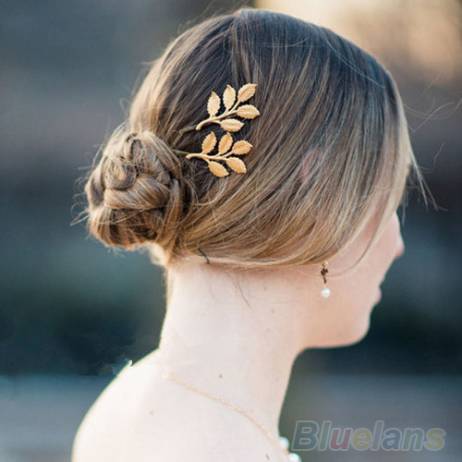 1Pc Fashion Lovely Leaves Golden Metal Punk Hairpin Hair Clip Hair Accessories Personality Golden Leaf Hair Apparel Accessories