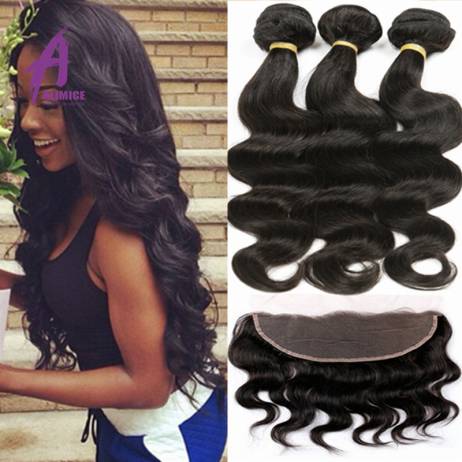 8A 13X4 Ear To Ear Lace Frontal Closure With Bundles Peruvian Body Wave Virgin Human Hair 3 Bundles With Lace Frontal Closure