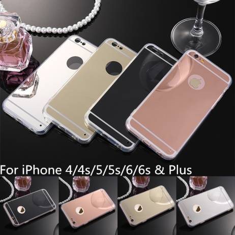 Luxury Mirror Electroplating Soft Clear TPU Cases For iphone 6 6S 4.7 inch / 6 6S Plus 5.5 inch 5 5S 4 4S Back Phone Bags Cases