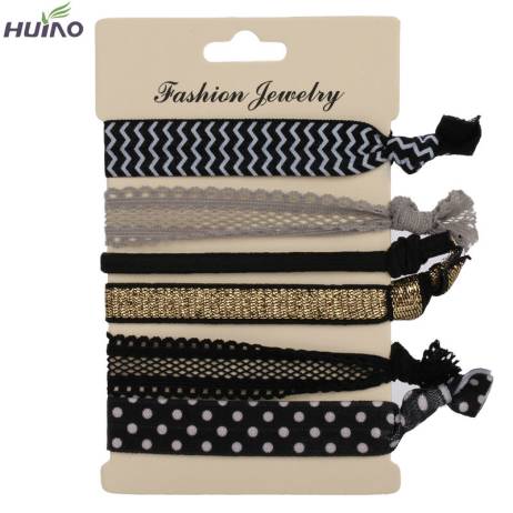 6 PCS/pack Hot Elegant Pattern Colorful No Crease Hair Ties Ponytail Bracelets Hairband Rope Hair Band Accessories