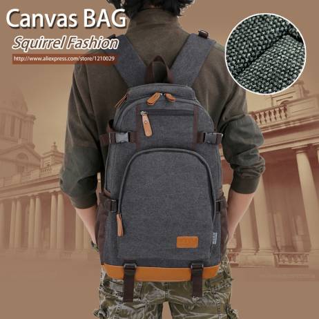 Squirrel fashion canvas men's daily travel duffle backpacks for laptop Korean style vogue hipster versatile youth school bag