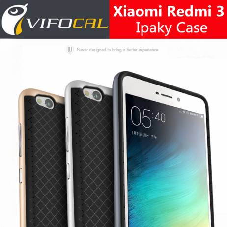 Xiaomi Redmi 3 Case Ipaky TPU Silicon Hybrid + PC Dual Layer Frame Back Cover Protective Accessory For Xiaomi Hongmi 3 Phone