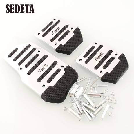 3PCS Black+Silver Aluminium Pedal Foot Treadle Cover Car Auto Vehicle*Interior Parts*Free Shipping