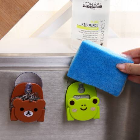 A039 Free Ship New 1 Pcs Carton Cute Print Dish Cloth Sponge Holder With Suction Cup Mini Bathroom Kitchen Shelves Soap Holder