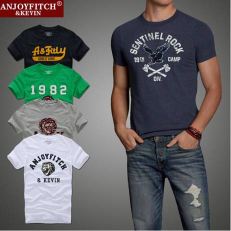 TOP Quality AF Anjoy&Fitch Brand Casual T Shirt 100% Cotton Tops & Tees Summer Men T-shirt Sport T Shirt Men Fitness Clothing