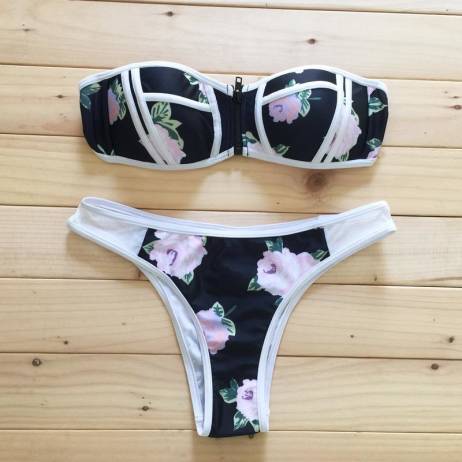 New Fashion swimsuit biquini suittop Women Bikini Bra Sexy Swimwear flower pattern Bikini 2016 trajes de bano
