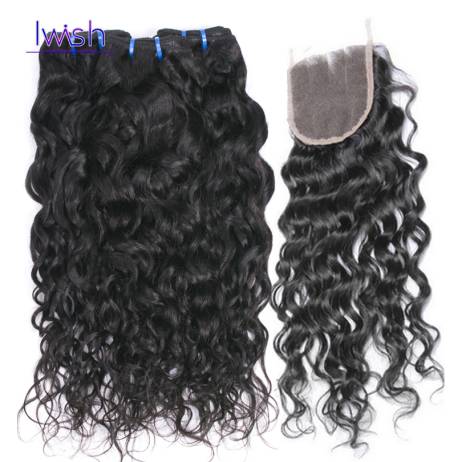 Brazilian Virgin Hair Water Wave with Closure Brazilian Hair Weave Bundles with Closure Brazilian Water Wave Human Hair Weave