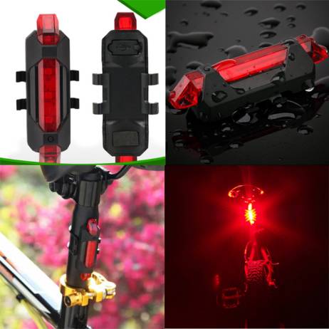 Portable USB Rechargeable Cycling Bike Bicycle Tail Rear Safety Warning Light Taillight Red 2015 Super Bright