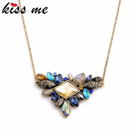 Exquisite Rhinestone Pendant Necklace 2015 Wholesale Newest Fashion Thin Chain Collar Necklace Jewelry