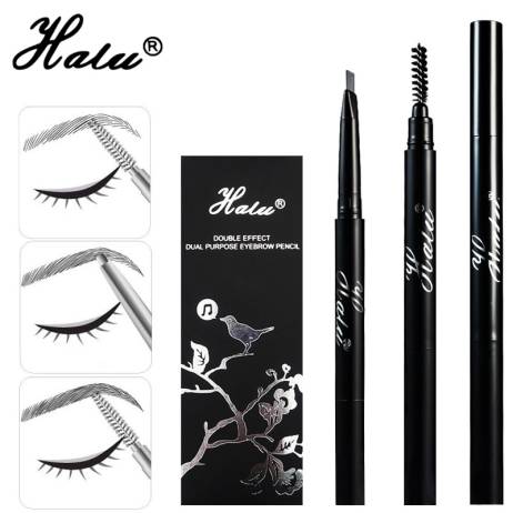 HaLu 2016 Women Ladies Makeup Eyebrow Waterproof permanent Eyebrow Pencil Cosmetics Brow Eye Liner Tools 2in1 brown 3 color
