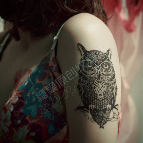 LEEMIN temporary tattoo, Hand painted realistic owl tattoo stickers, women and man waterproof tattoo stickers, arm