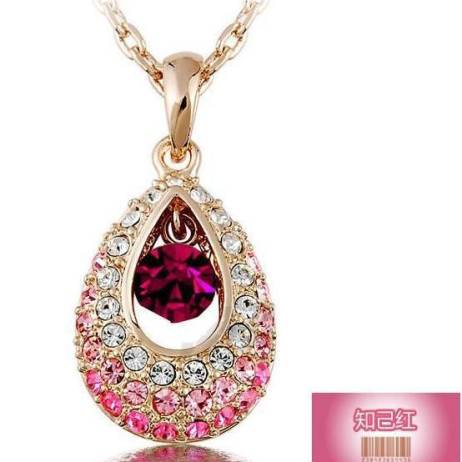 Fashion Crystal Pendants Necklaces Water Drop Austrian Rhinestone Necklaces For Women Jewellery