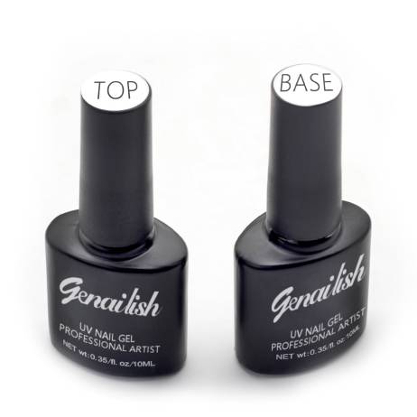 2Pcs/Lot UV No-Wipe Top Coat + UV Base Coat Foundation for UV Gel Nail Polish Long-Lasting Soak-off Nail Gel 10ml/Pcs-NG700