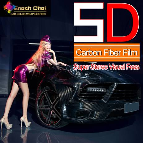Enoch Choi Black 5D Carbon Fiber Fabric Film 50*152cm Car Stickers Auto Interior Trim Body Decoration Wraps Vinyl 20x60 inches