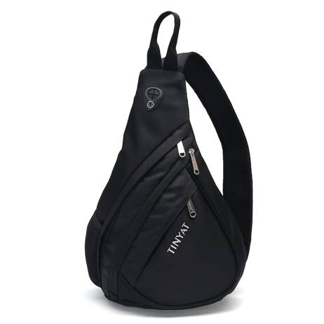 TINYAT Men Functional multilayer Bag Cool Casual Chest Bag Pack Morden Outside Large Capacity Messenger bag Pack T509 Black