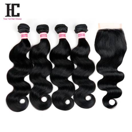 Peruvian Virgin Hair With Closure 7A Peerless Peruvian Body Wave HC Hair 4 Bundles With Closure Peruvian Body Wave With Closure