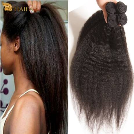8A Brazilian Kinky Straight Hair Coarse Yaki Brazilian Virgin Hair 3Pcs/lot, Queen Hair Products Kinky Straight Hair Weaves
