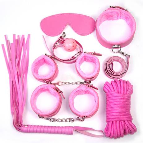 7 pcs Leather Adult Game Handcuffs Clamps Whip Collar Erotic Toy Leather Fetish Sex Bondage set Restraint Sex Toys for Couples
