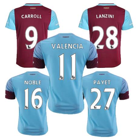 2016 New West Ham United Jersey CARROLL 15 16 Premier League NOLAN West Ham JARVIS CARROLL NOBLE football shirts
