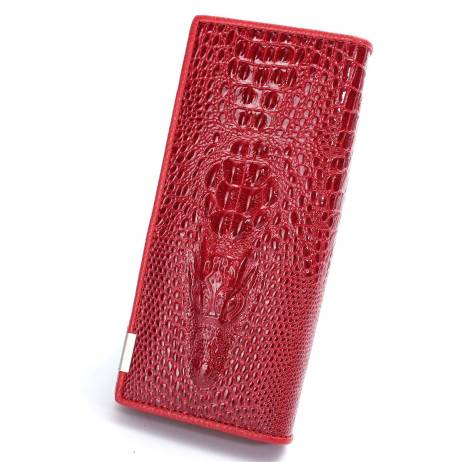 New Women 3D Crocodile Leather Long Wallet Alligator Embossed Design Emboss Billfold Casual Ladies Zipper Purse Clutch Carteira