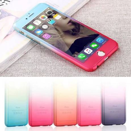 New Arrival! Luxury Hybrid Free Tempered Glass 360 Degrees Full Body Phone Case for iPhone 6/6S/6S Plus Gradient phone shell