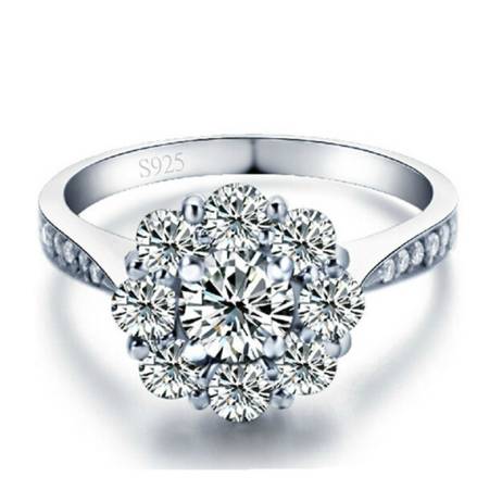 Fashion Silver Rings For Women CZ Diamond Jewelry Fine White Gold Plated Wedding Engagement love Female Ring Bijoux Vintage L158